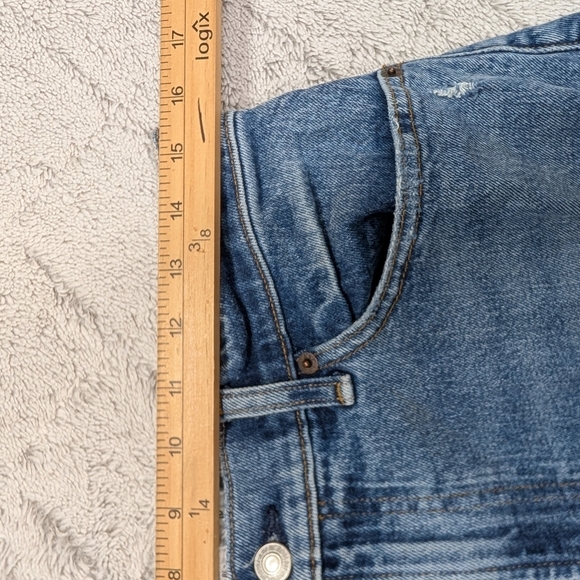 Abercrombie & Fitch Shorts Womens 30 Blue High Rise Mom Distressed 4” Cutoff - Picture 2 of 7